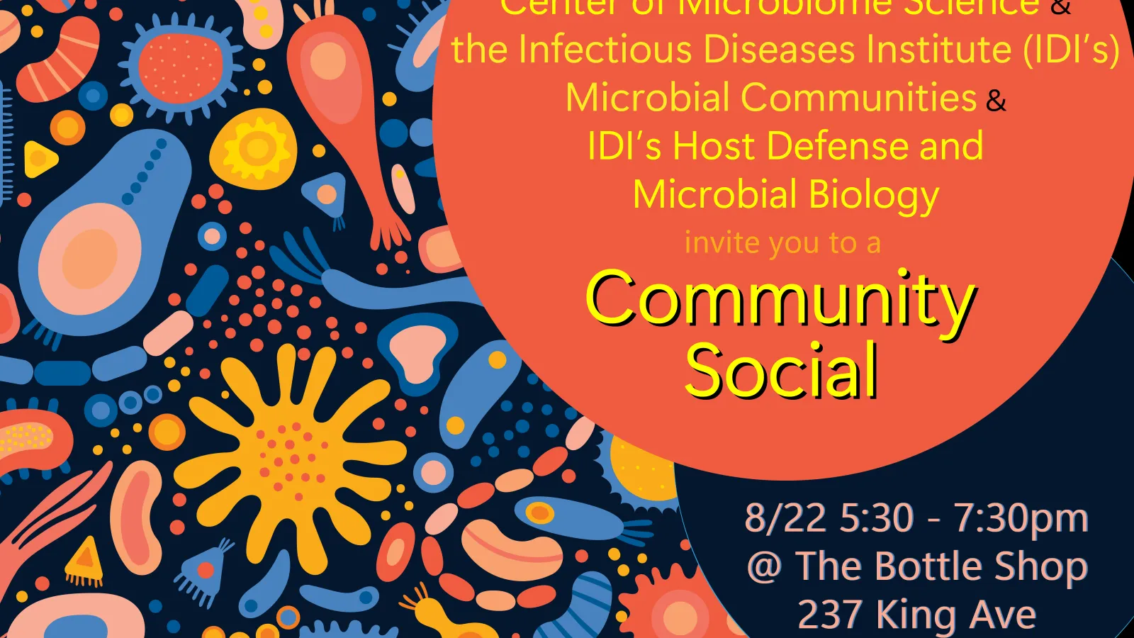 CoMS and IDI Community Social 8/22 The Bottle Shop 5:30p