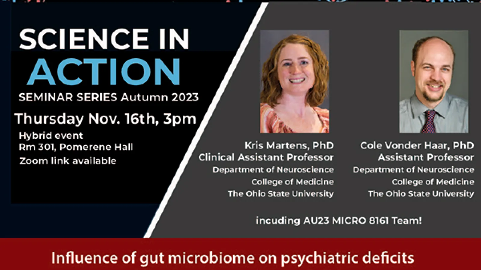 Science in Action seminar Nov 16 Kris Martens and Cole Vonder Haar
