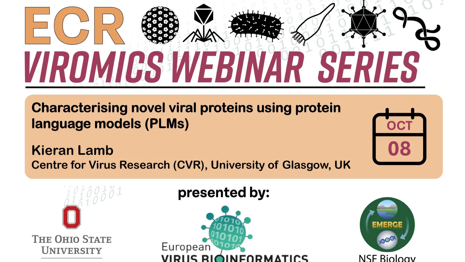ECR Viromics Webinar Oct 8 Details in text below