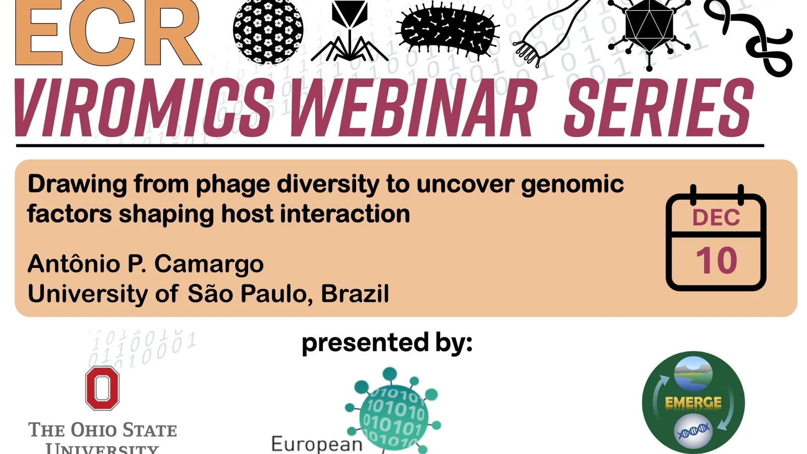 ECR Viromics Dec 10 2025 webinar see below for details