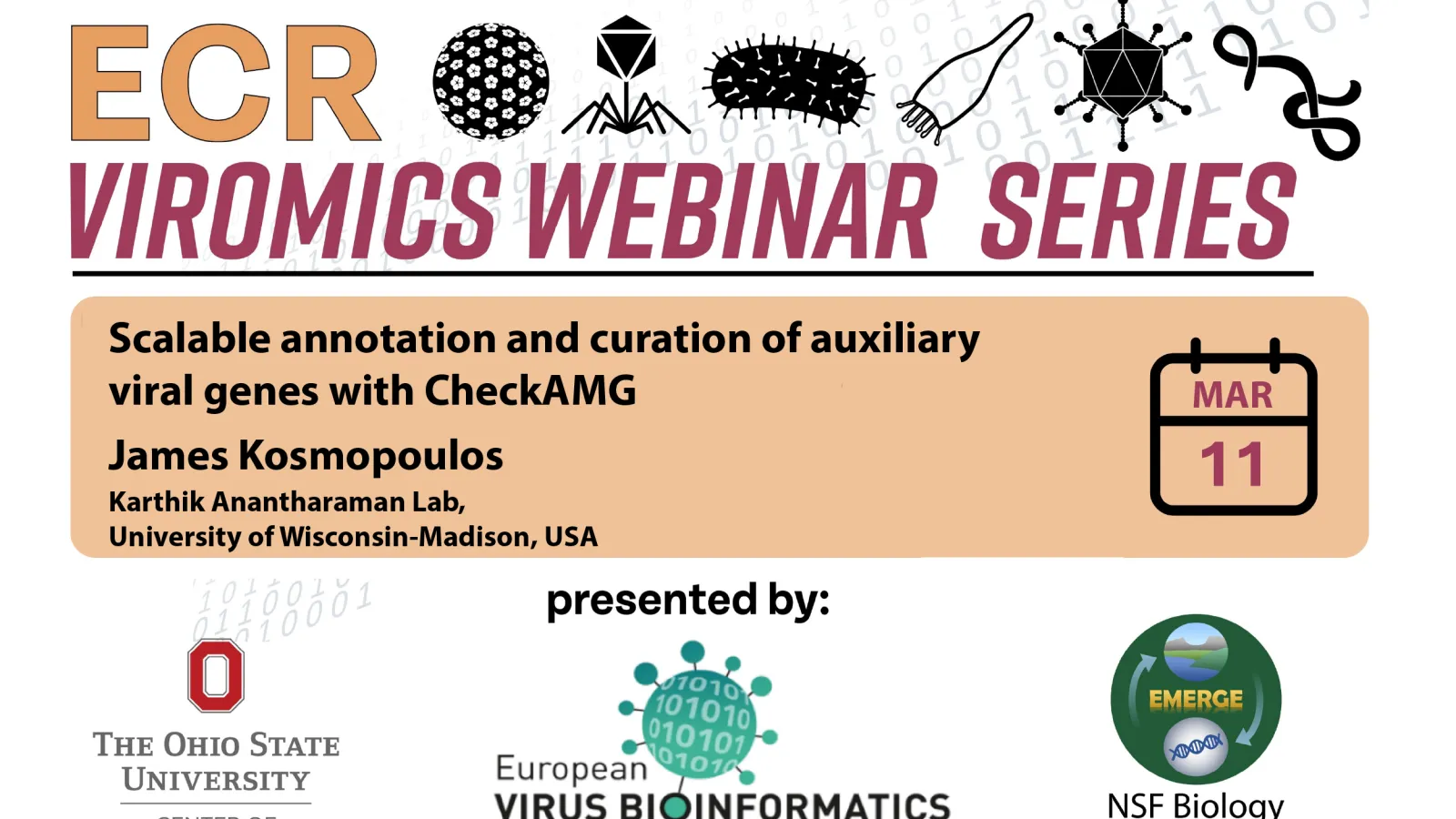 ECR Viromics Webinar - James Kosmopoulos - see below for details
