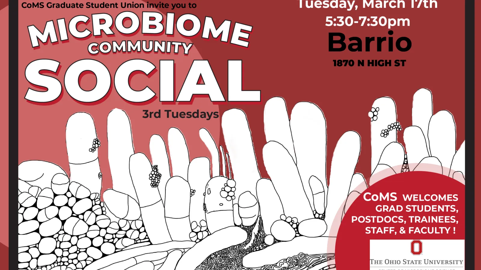 CoMS Social March 17th at Barrio 5:30 pm