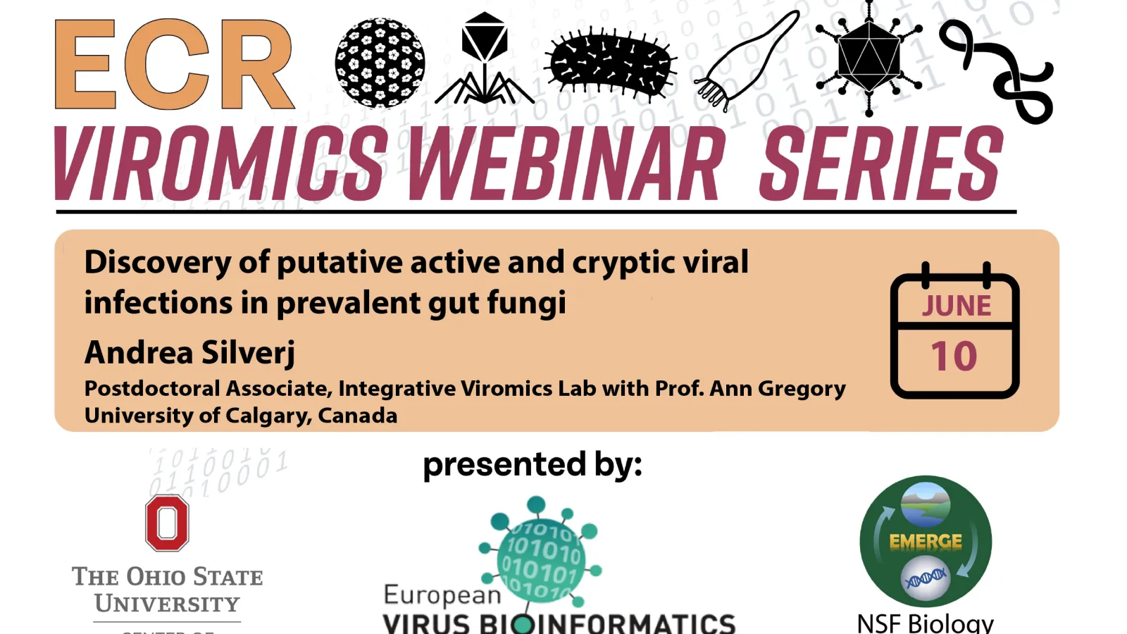 ECR Viromics Webinar Series June 10th - see text below for details