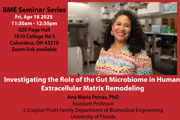 April 18th BME Seminar with Dr. Porras see text below for details