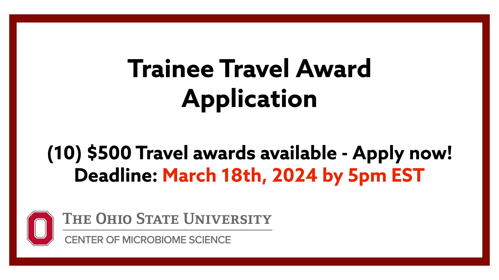Travel award Deadline March 18th